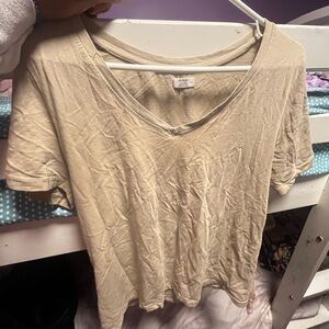 Beige V-Neck Women's Top